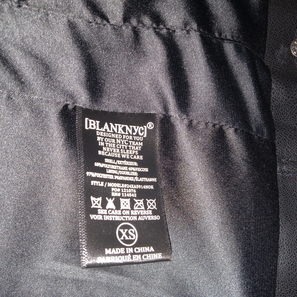 NWT BLANK NYC Black Faux Leather Motto Jacket Metal Hardware Size XS - Picture 8 of 8